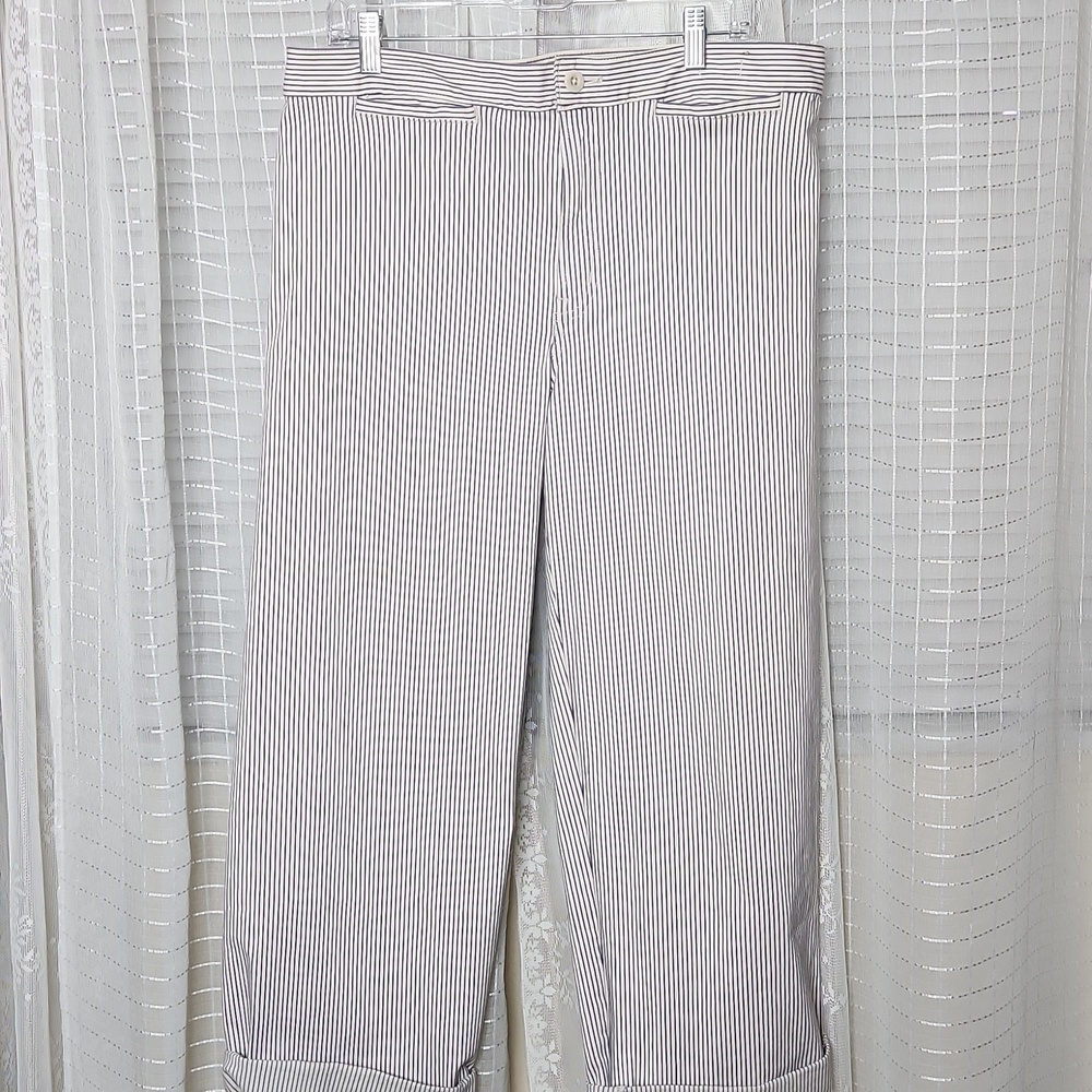Madewell White W/ Black Stripe "Emmett" Wide Leg Crop Pants Sz31
